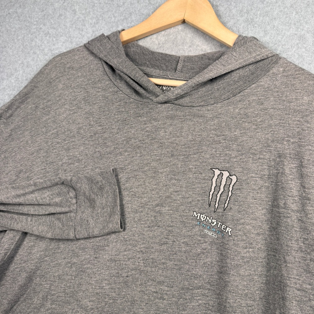 Monster Energy Hoodie Mens XL Gray Ultra Graphic Long Sleeve Lightweight Shirt